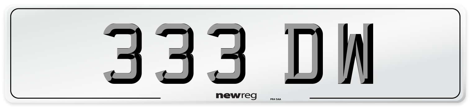 333 DW Front Number Plate