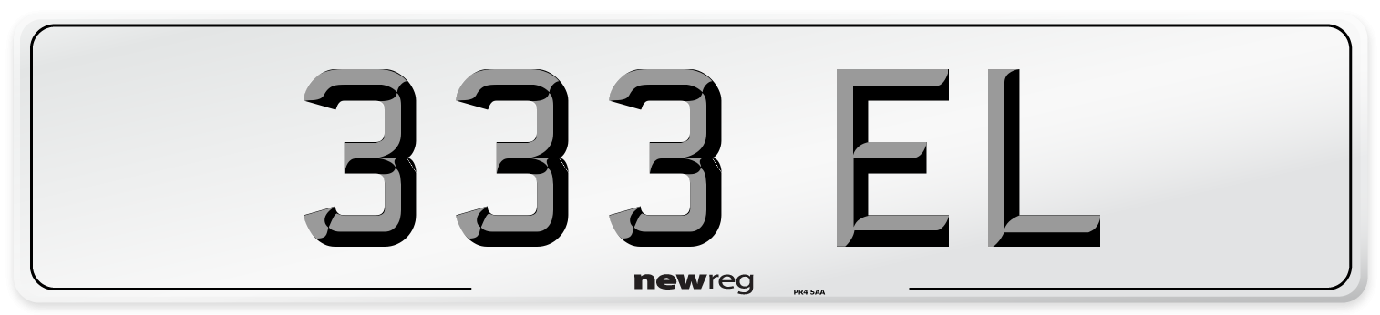 333 EL Front Number Plate
