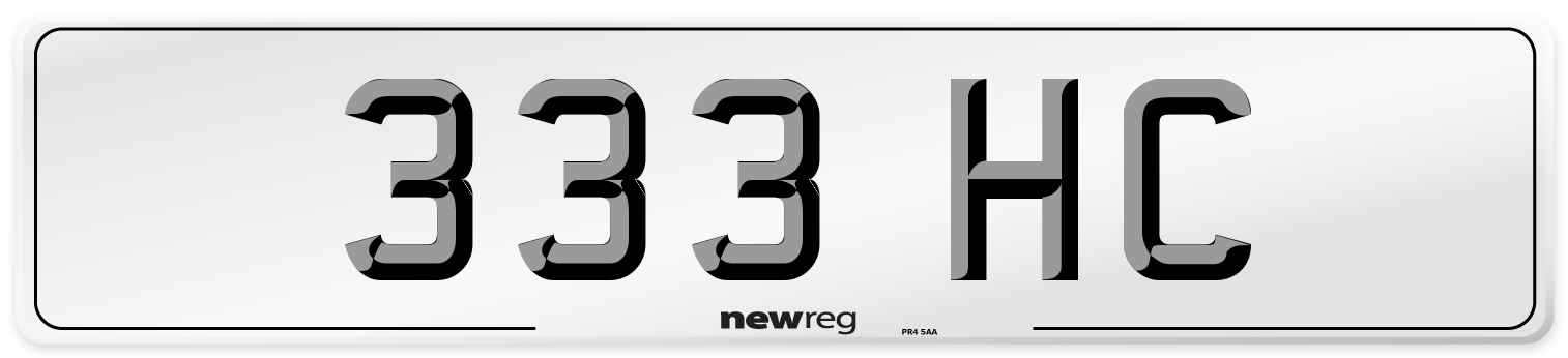 333 HC Front Number Plate