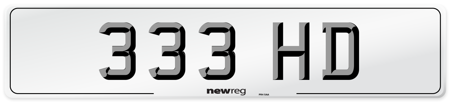 333 HD Front Number Plate