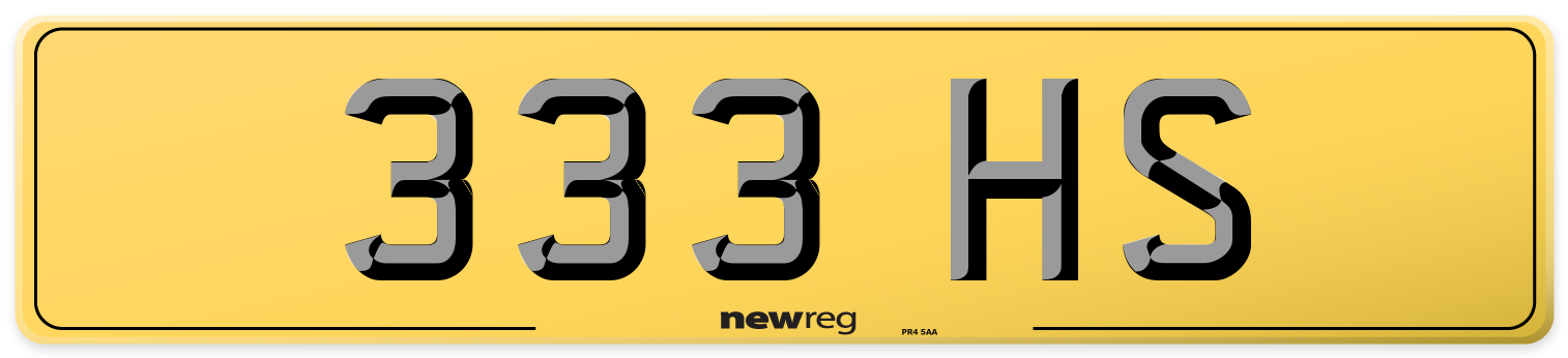 333 HS Rear Number Plate