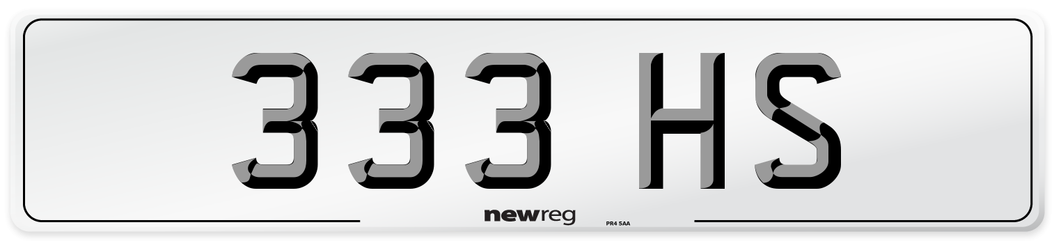 333 HS Front Number Plate