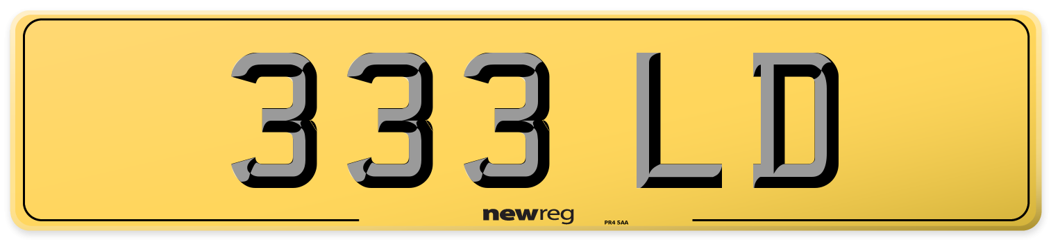 333 LD Rear Number Plate
