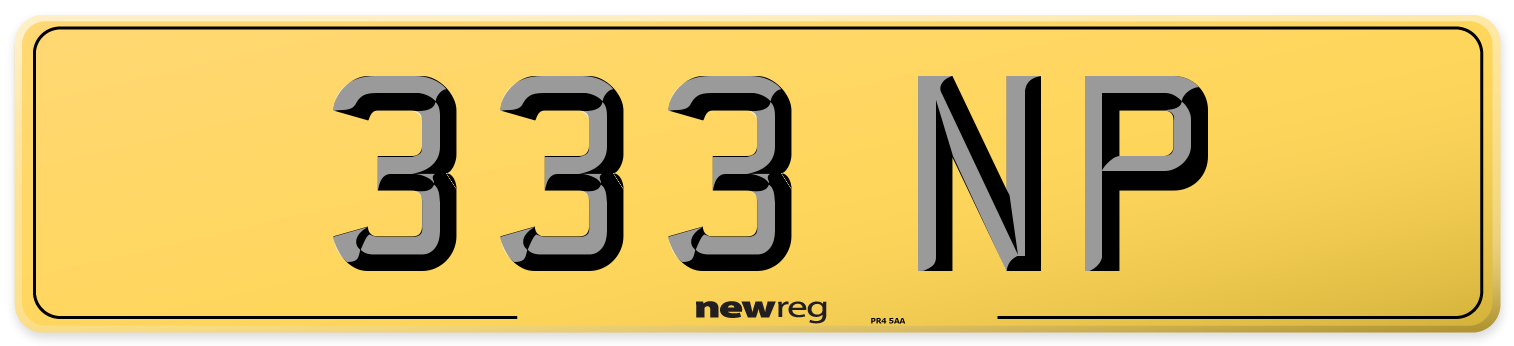 333 NP Rear Number Plate