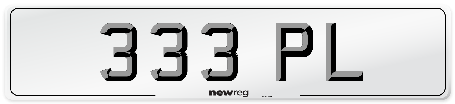 333 PL Front Number Plate
