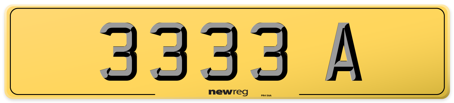 3333 A Rear Number Plate