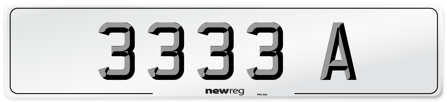 3333 A Front Number Plate