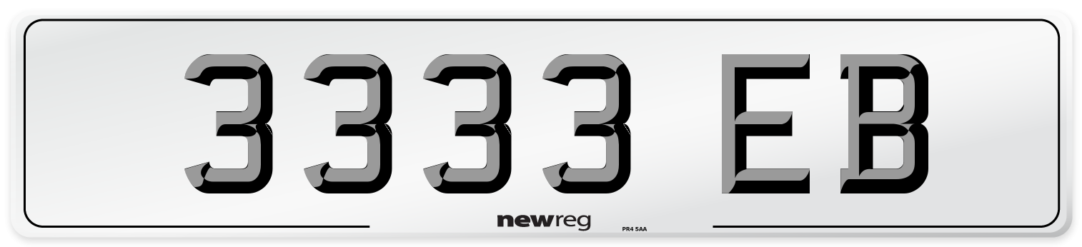 3333 EB Front Number Plate
