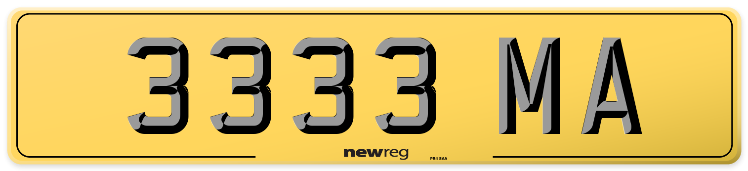 3333 MA Rear Number Plate