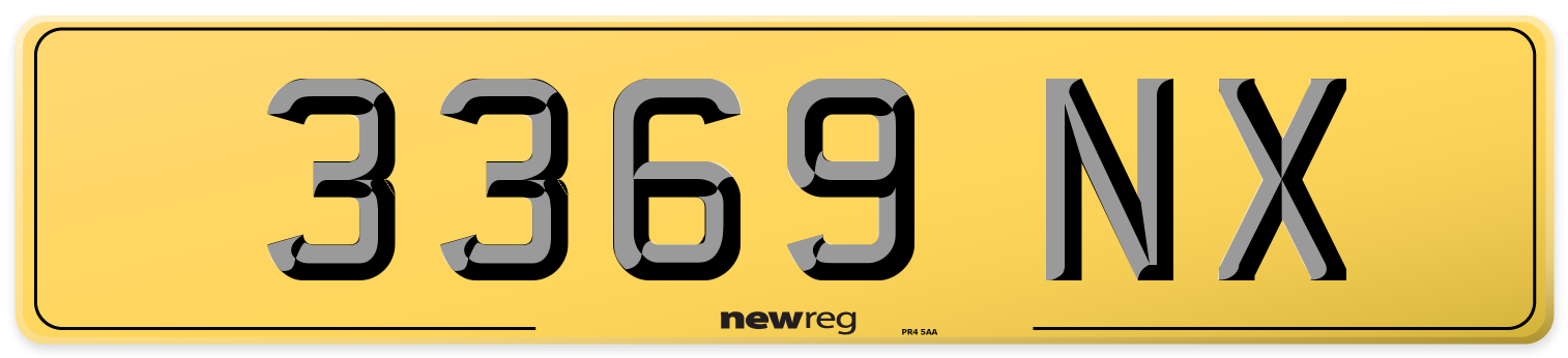 3369 NX Rear Number Plate