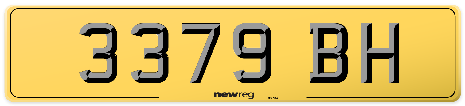 3379 BH Rear Number Plate