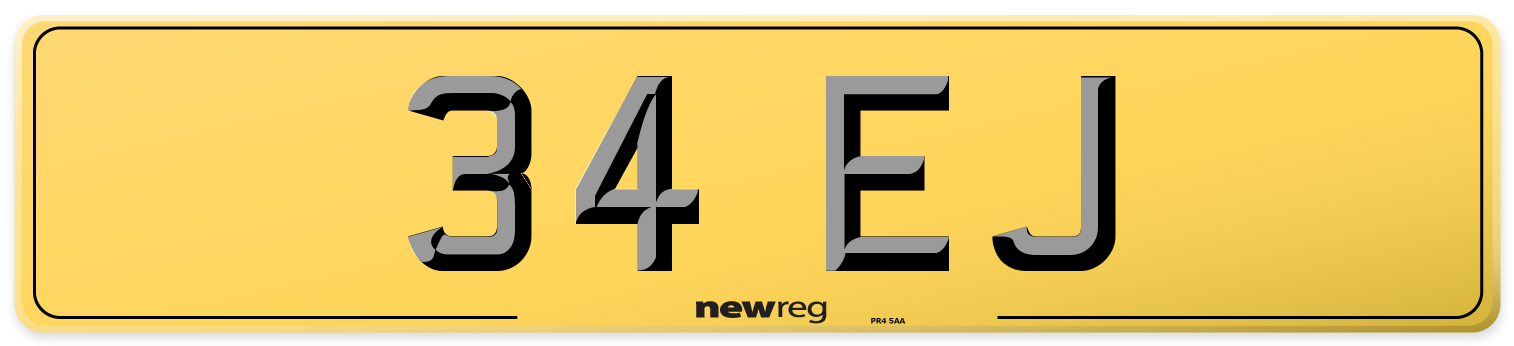 34 EJ Rear Number Plate