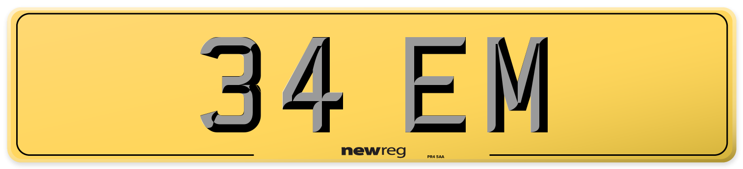 34 EM Rear Number Plate