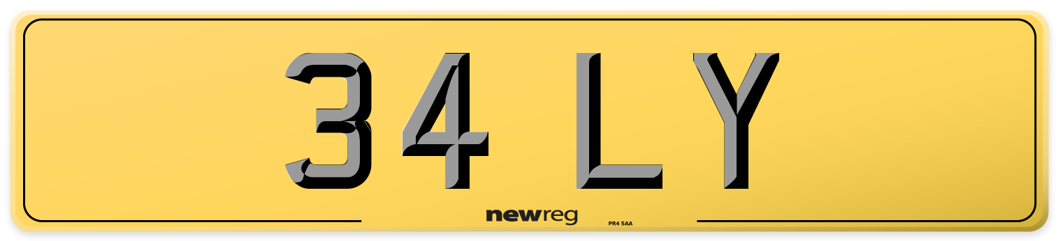 34 LY Rear Number Plate