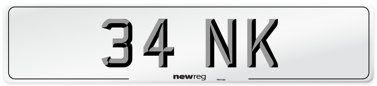 34 NK Front Number Plate