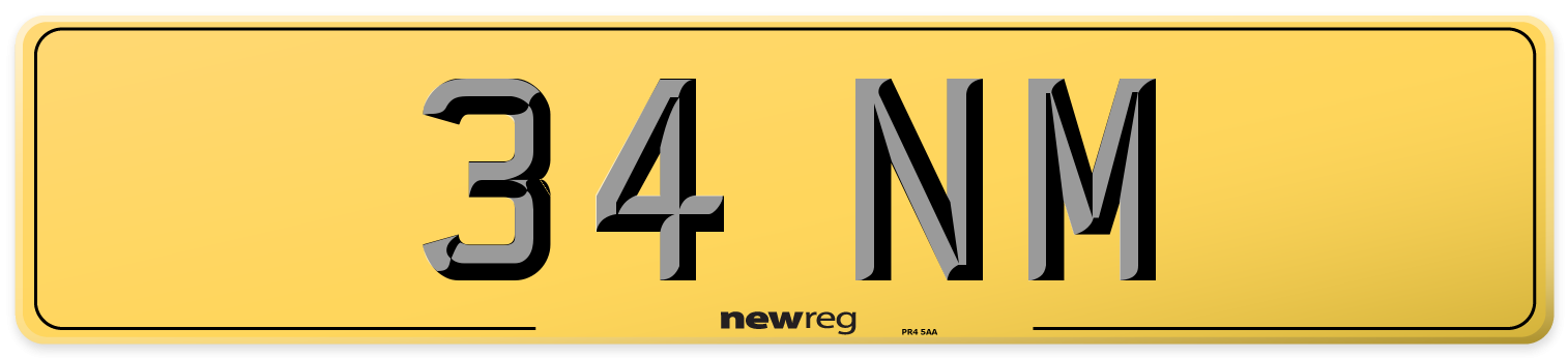 34 NM Rear Number Plate
