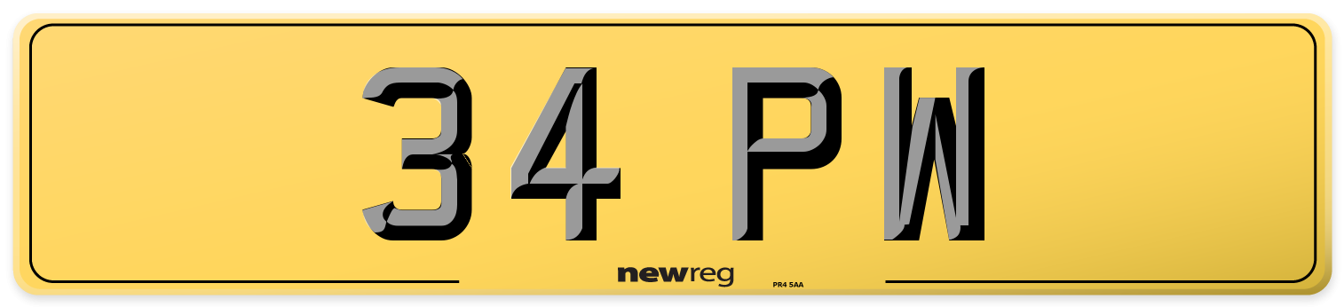 34 PW Rear Number Plate