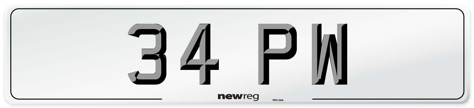 34 PW Front Number Plate