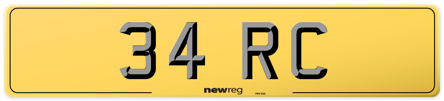 34 RC Rear Number Plate