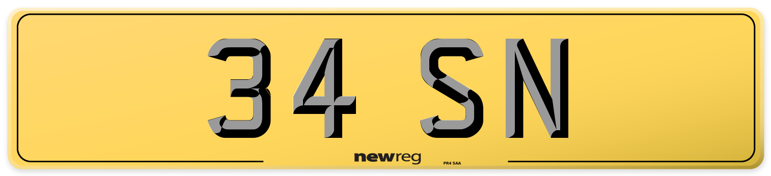 34 SN Rear Number Plate