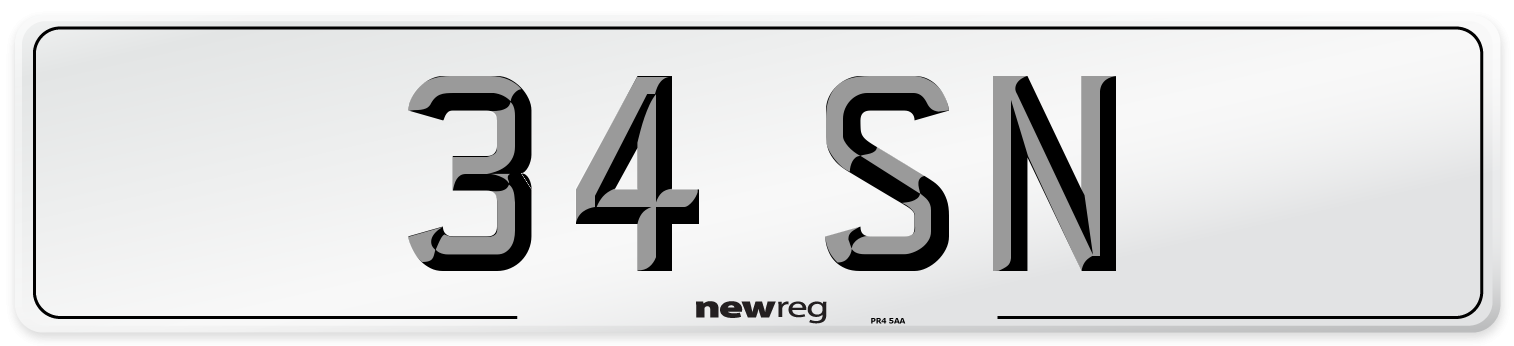 34 SN Front Number Plate