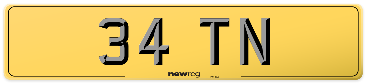 34 TN Rear Number Plate