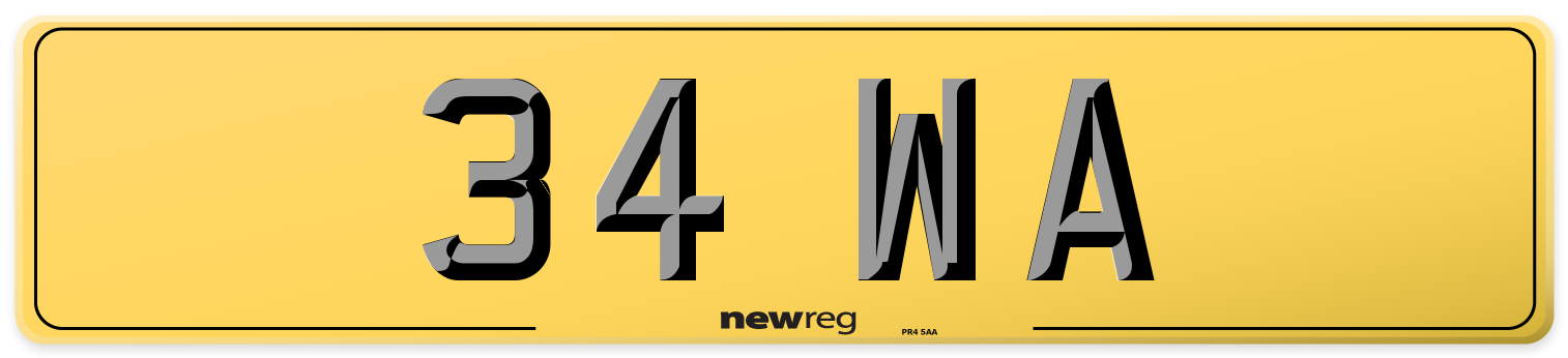 34 WA Rear Number Plate