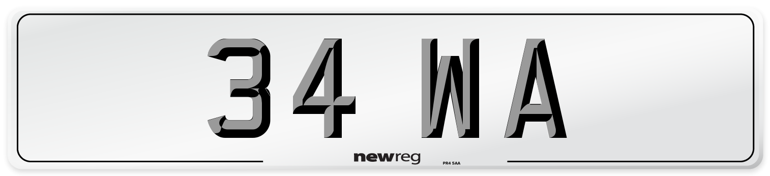 34 WA Front Number Plate