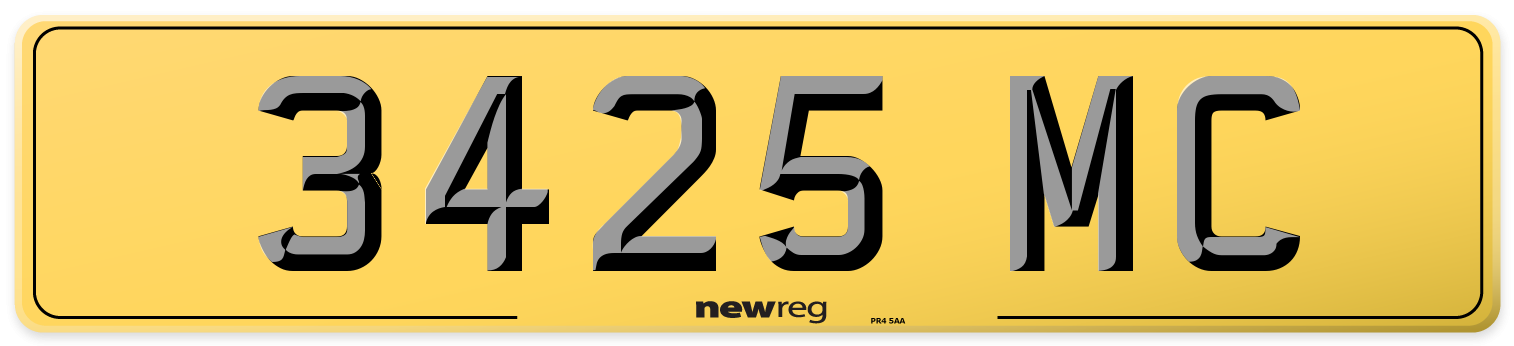 3425 MC Rear Number Plate