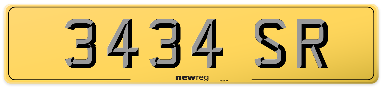 3434 SR Rear Number Plate