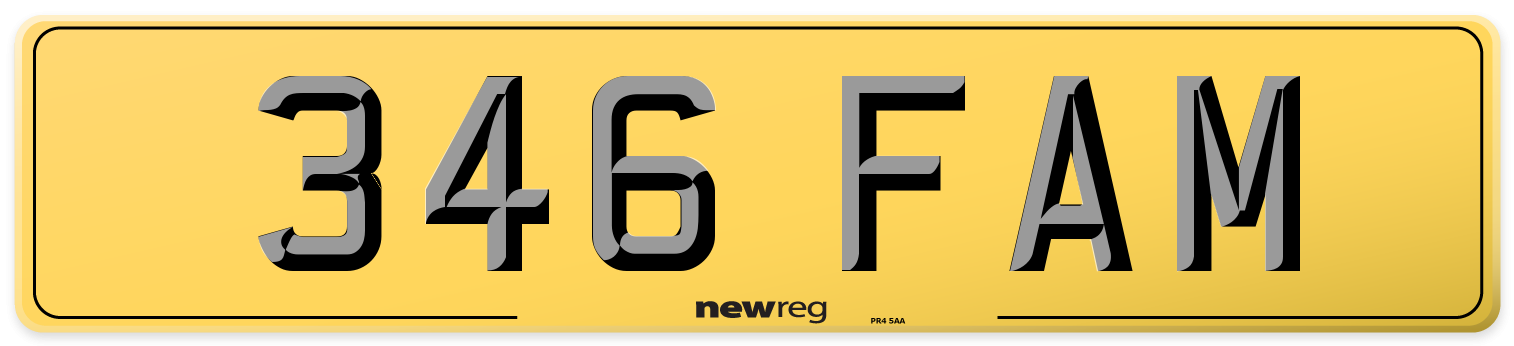 346 FAM Rear Number Plate