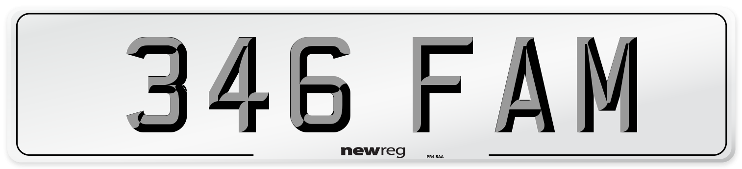 346 FAM Front Number Plate