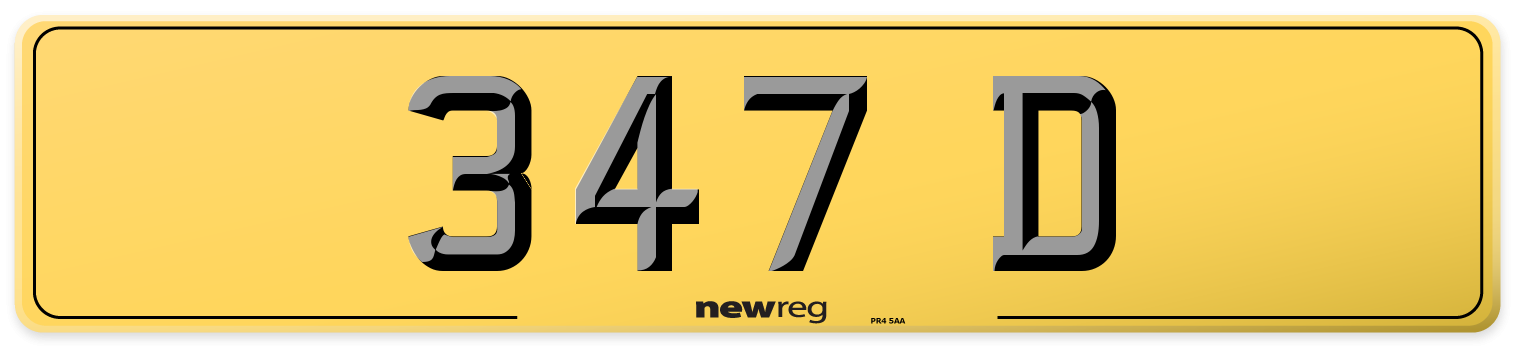347 D Rear Number Plate