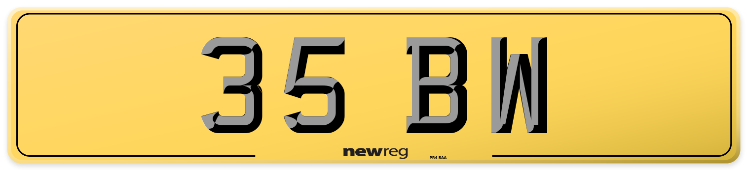 35 BW Rear Number Plate