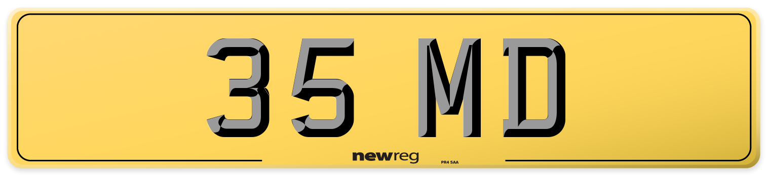 35 MD Rear Number Plate