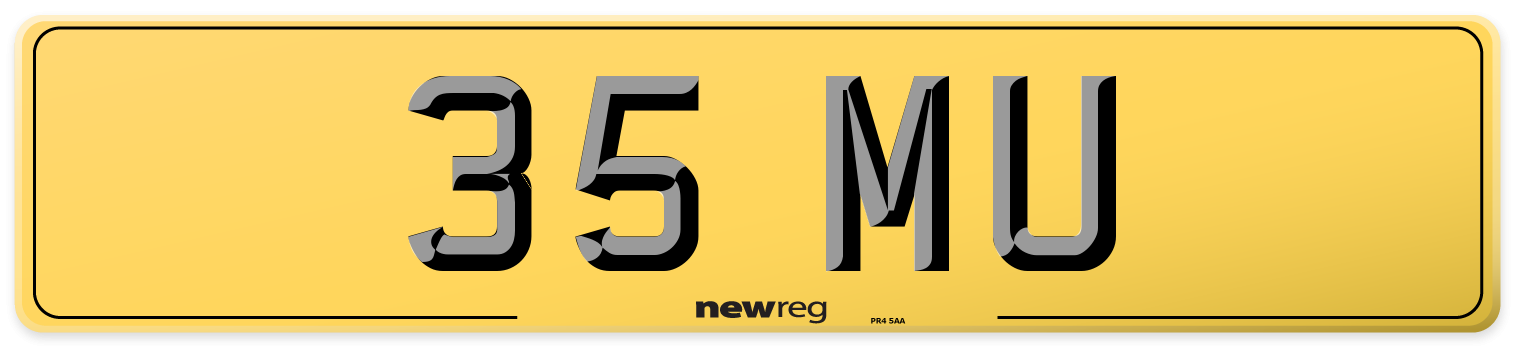35 MU Rear Number Plate