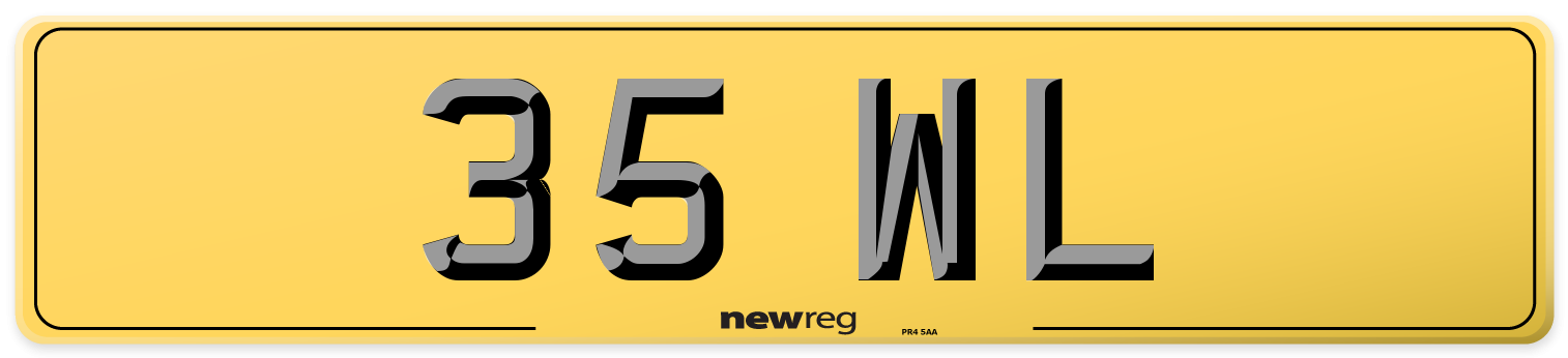 35 WL Rear Number Plate
