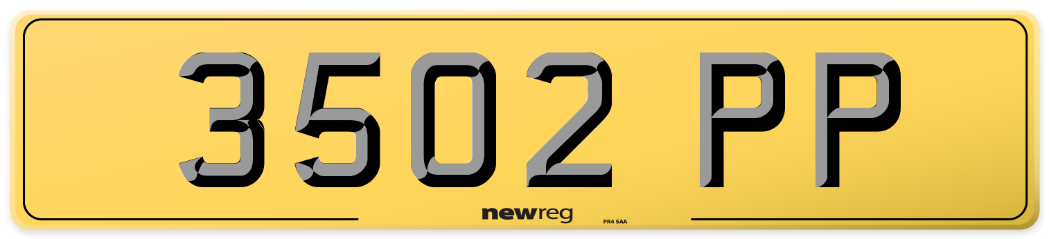3502 PP Rear Number Plate