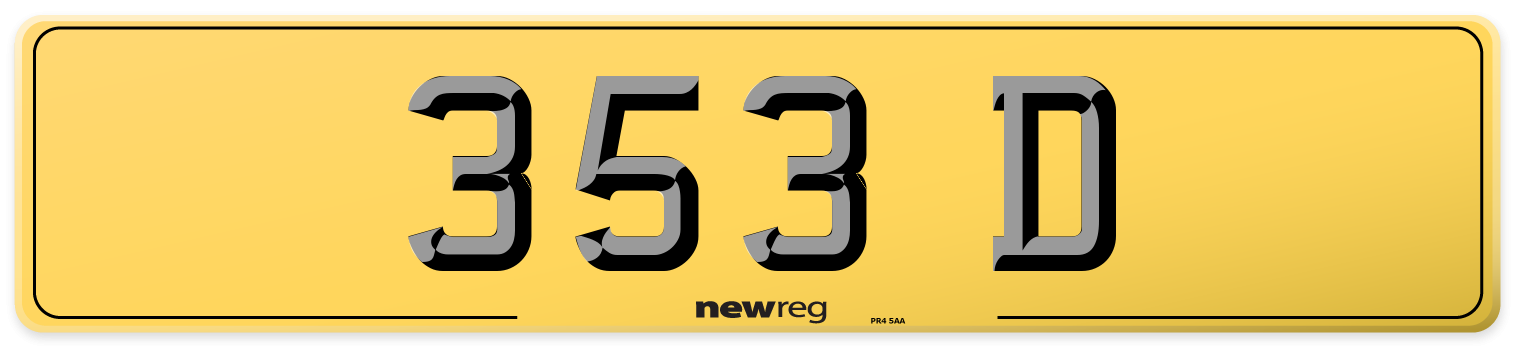353 D Rear Number Plate