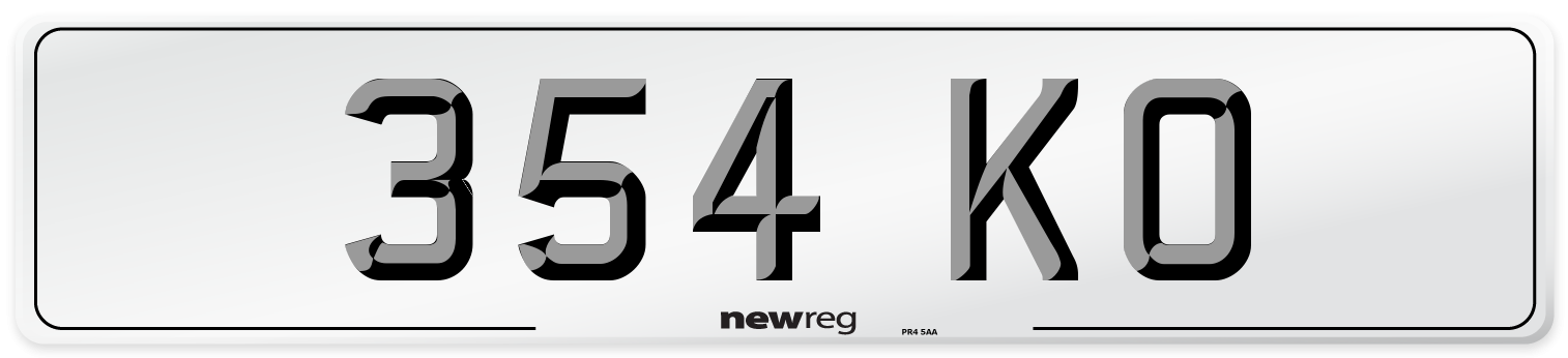 354 KO Front Number Plate