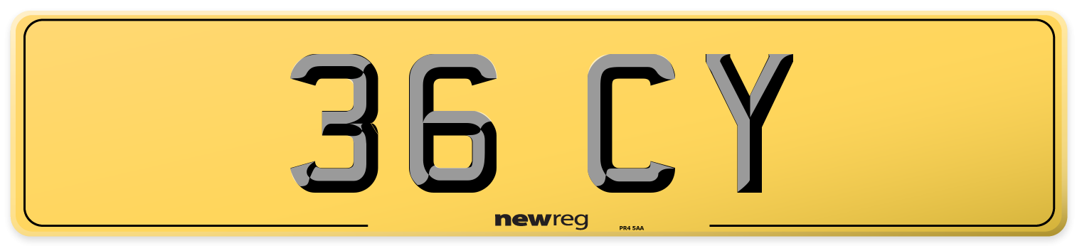 36 CY Rear Number Plate