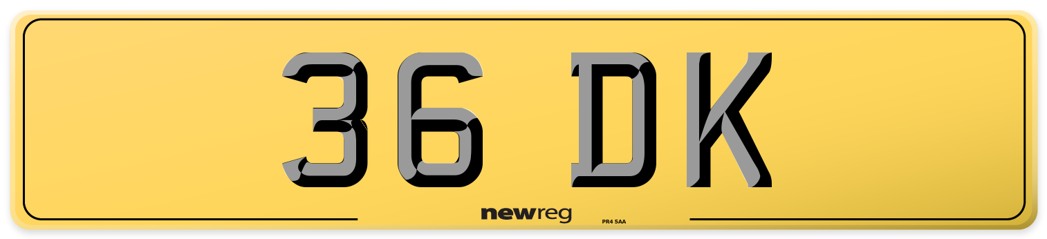 36 DK Rear Number Plate