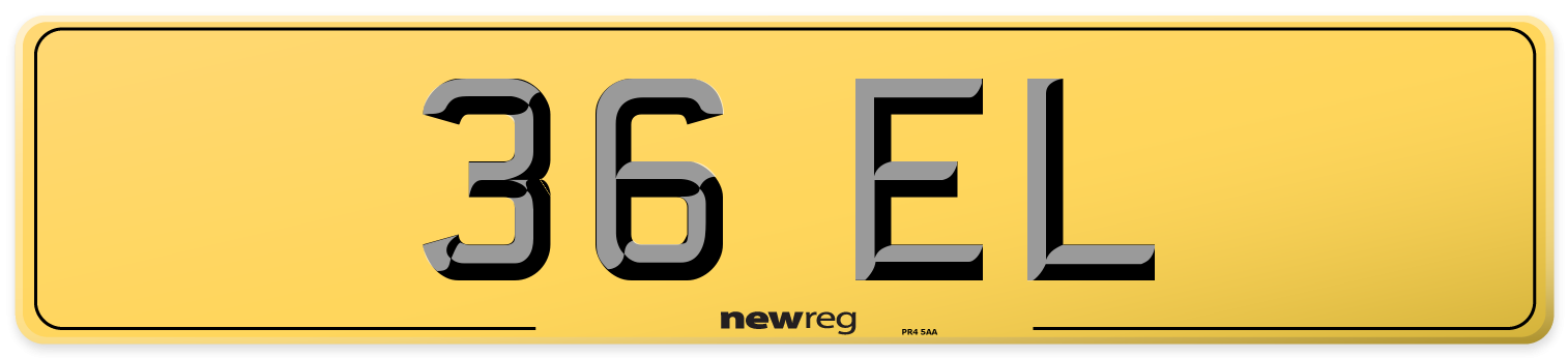 36 EL Rear Number Plate