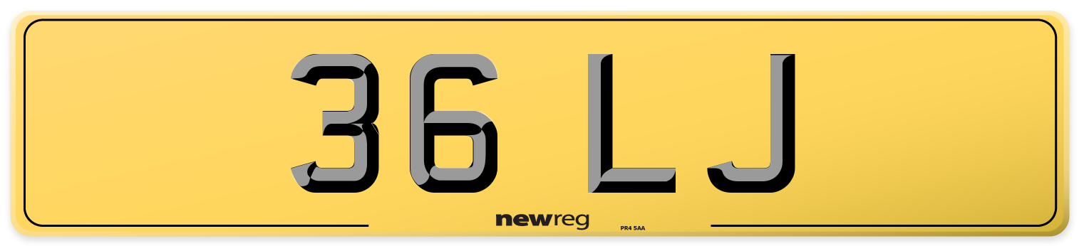 36 LJ Rear Number Plate