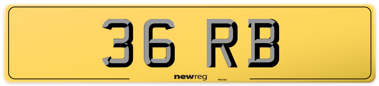 36 RB Rear Number Plate