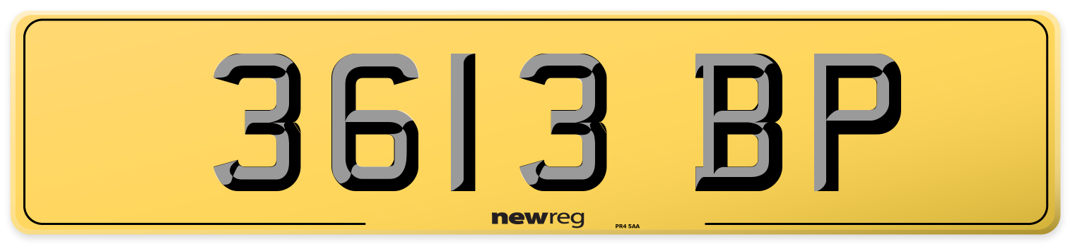 3613 BP Rear Number Plate