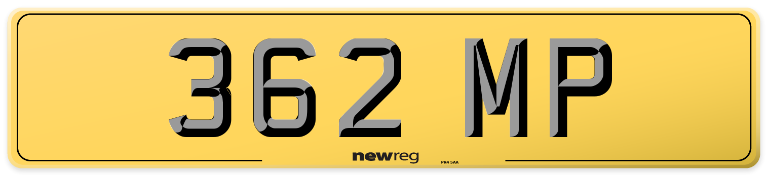 362 MP Rear Number Plate