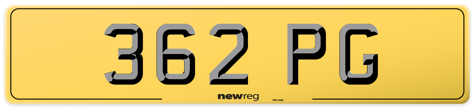 362 PG Rear Number Plate