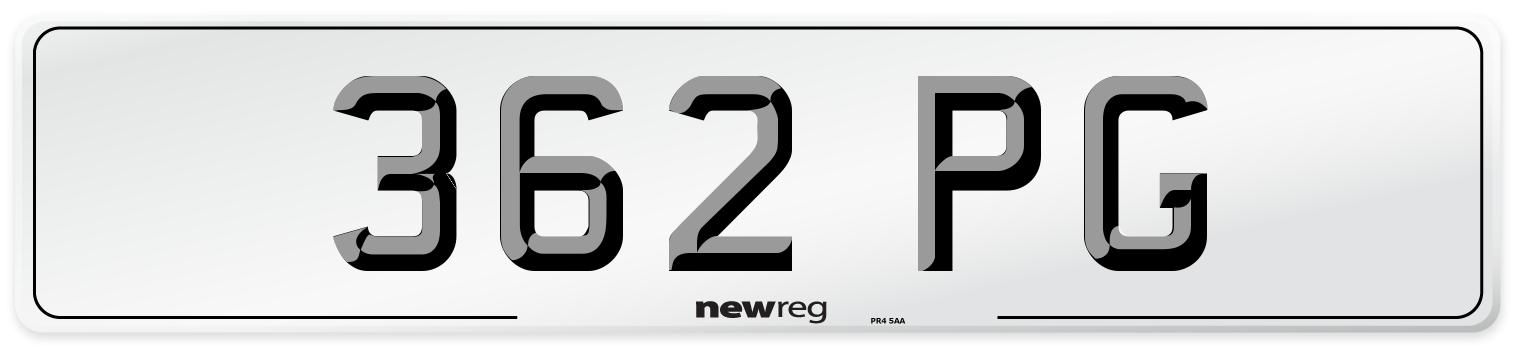 362 PG Front Number Plate