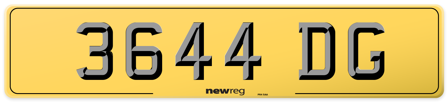 3644 DG Rear Number Plate